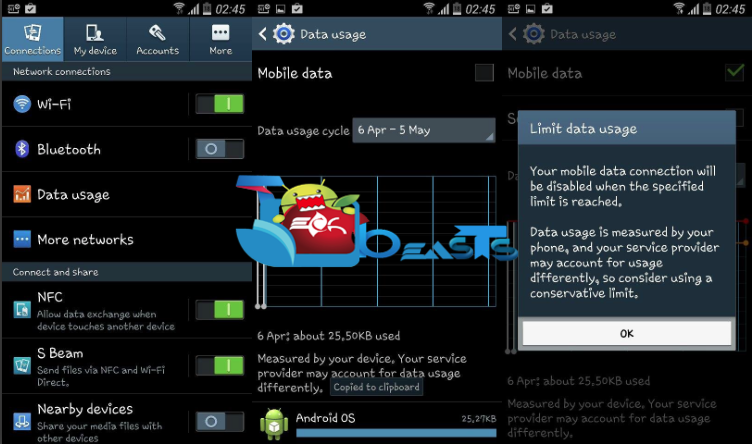 set a mobile data limit on the Galaxy