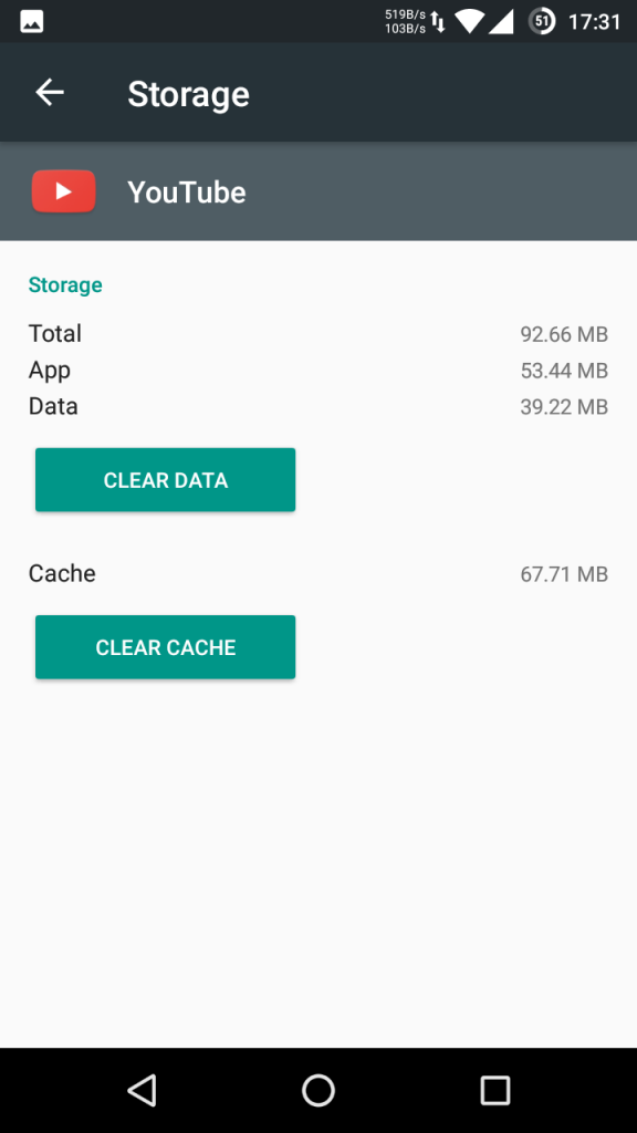 Youtube cache clear