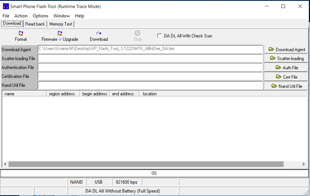 use sp flash tool without scatter file