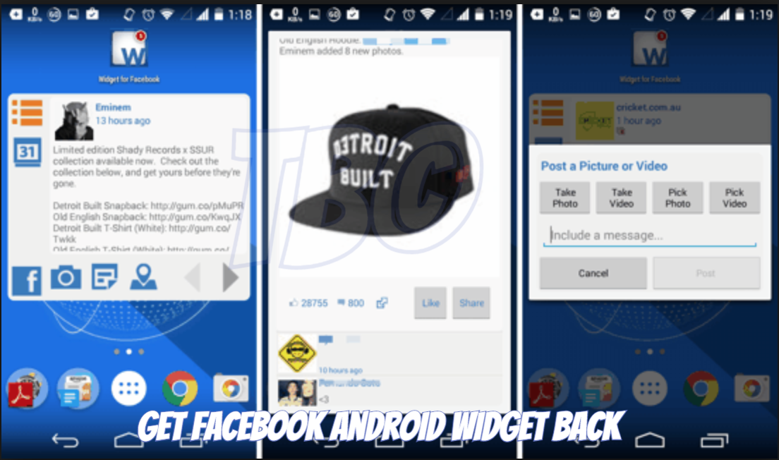 Get Facebook Android Widget Back