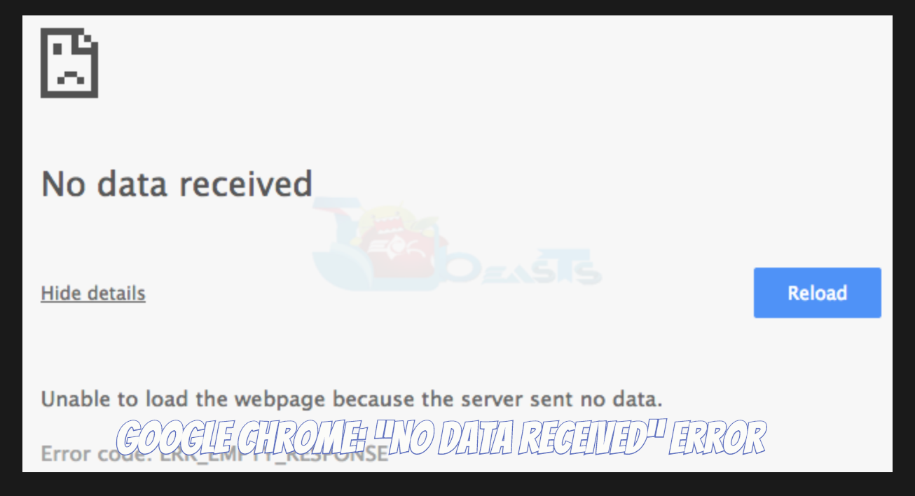 Google Chrome: “No data received” Error