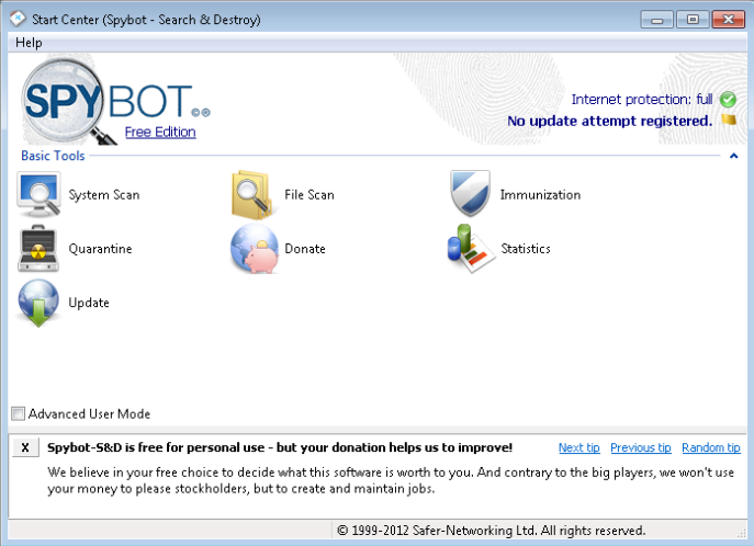 spybot search and destroy free version