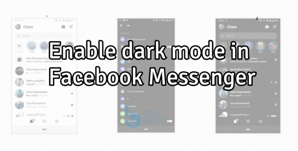 dark mode Facebook Messenger