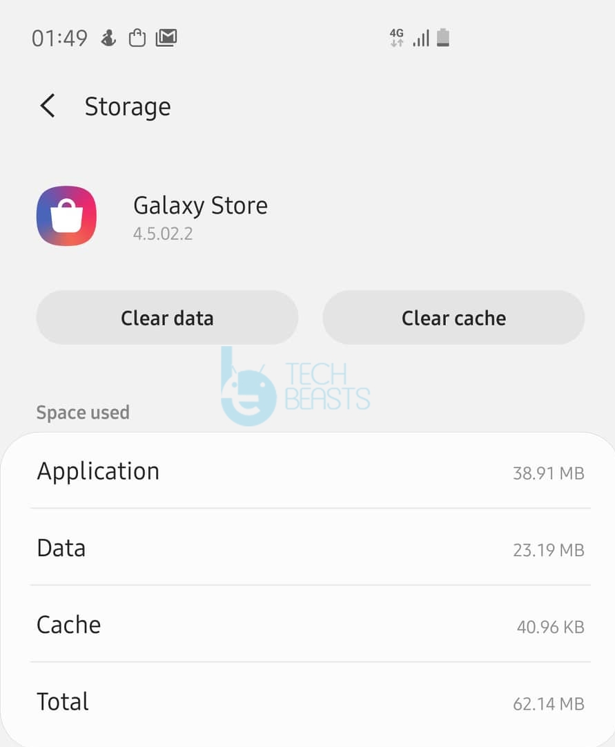 Clear Galaxy Store Data and Cache