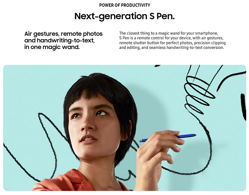 The S Pen of Galaxy Note 10