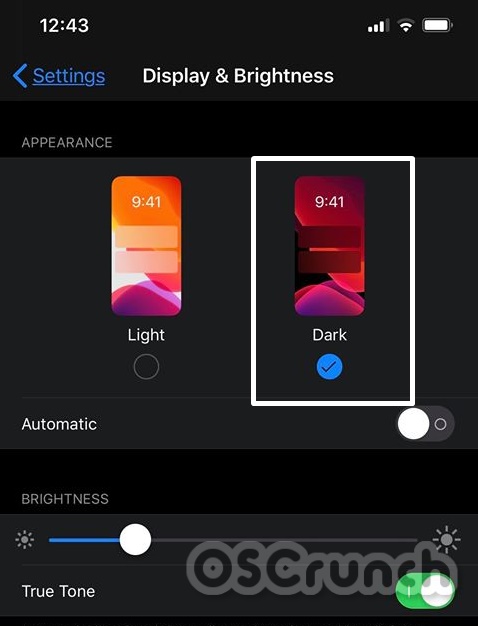 Turn on Dark Mode on iOS 13