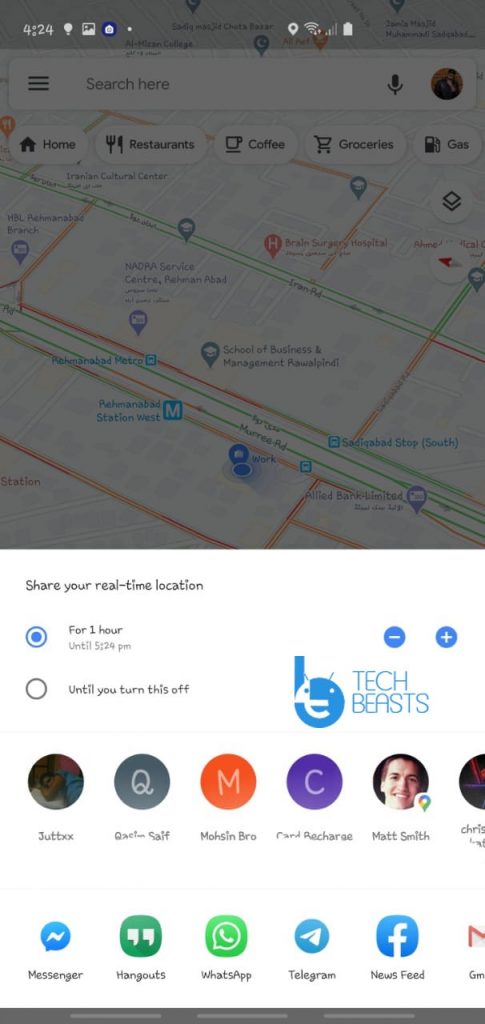 Share Real-Time Location on Google Maps